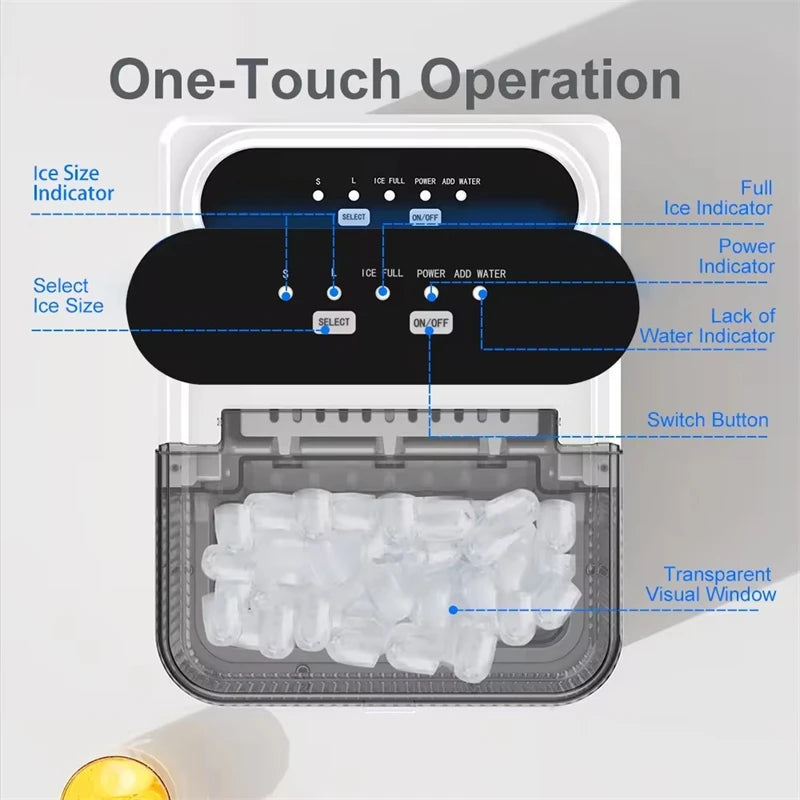 Automatic Mini Electric Ice Cube Maker – 9 Cubes in 6 Min, Portable for Bar, Home, Kitchen & Office