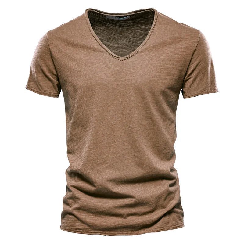 Men's 100% Cotton V-Neck Slim Fit T-Shirt — Fitted Everyday Tee