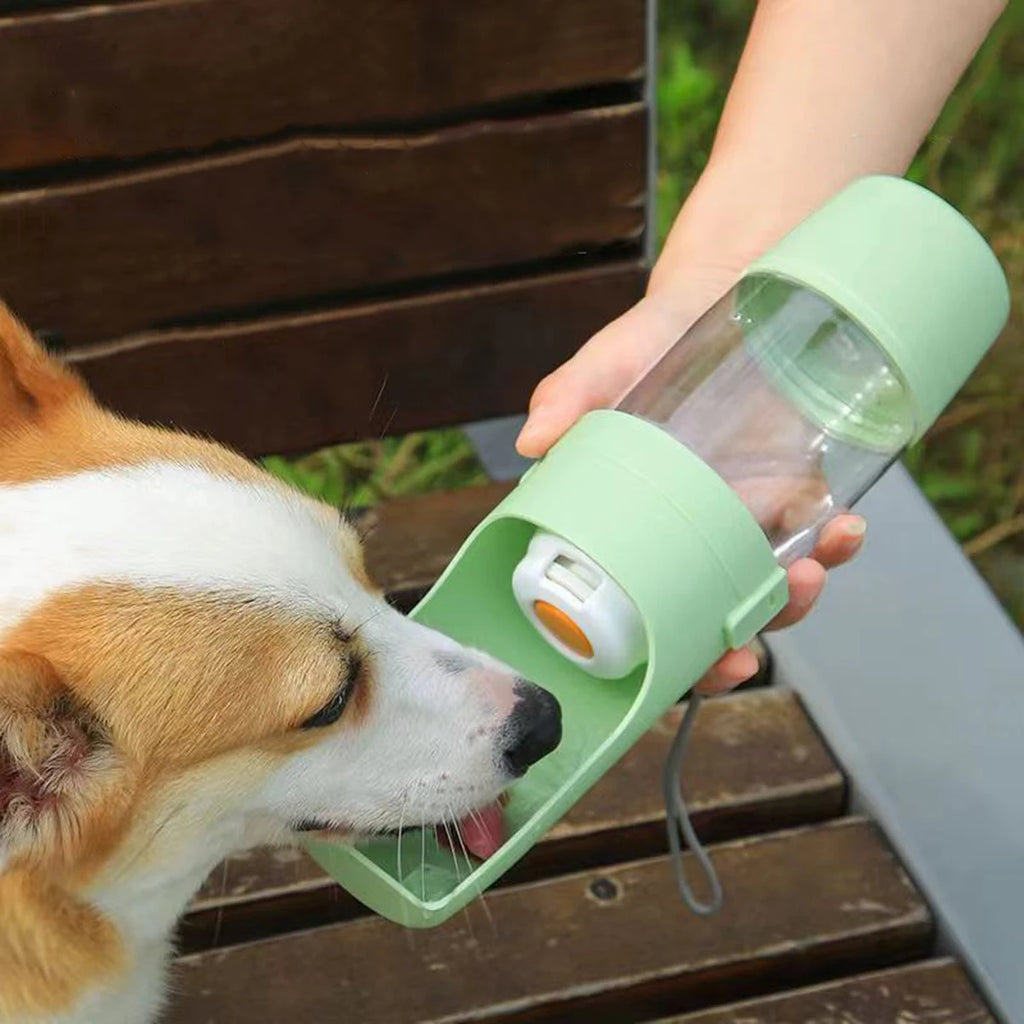 500ml Portable Dog & Cat Water Bottle with Feeder Bowl – Outdoor Travel Pet Water Dispenser