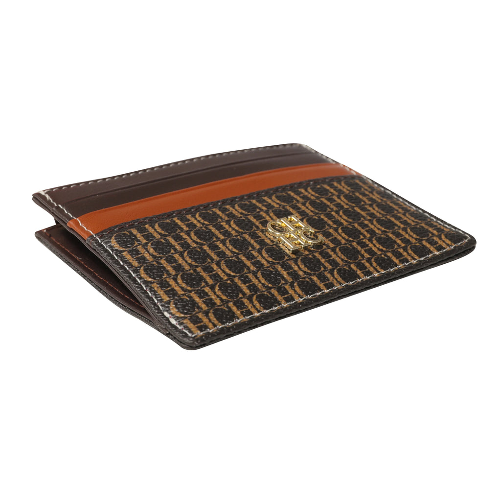 CH Letter Accent PU Leather Card Case Wallet – Elegant Compact Designer Wallet for Women