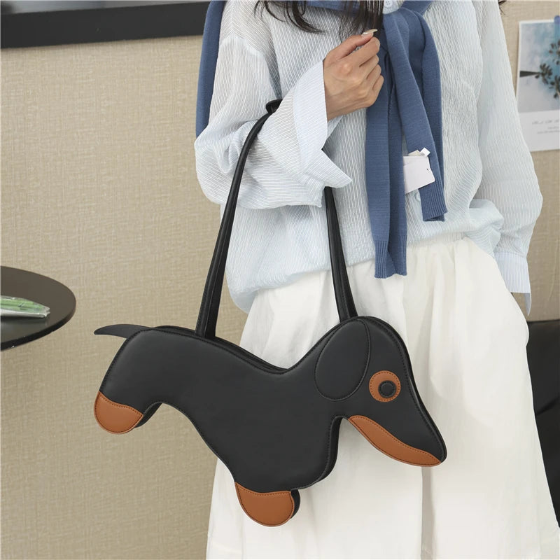 Sausage Dog Novelty TPU Tote Bag – Cute Doll Top Handle Shoulder Bag for Women