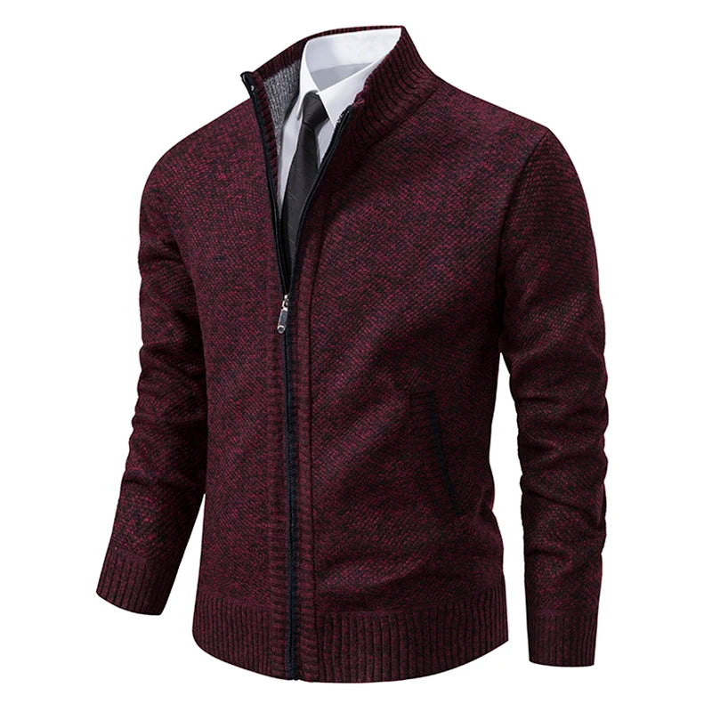 Men's Fleece Zip Cardigan Jacket — Warm Casual Layering Piece