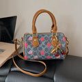 Cherry Print PU Leather Boston Crossbody Shoulder Bag – Luxury Designer Handbag for Women