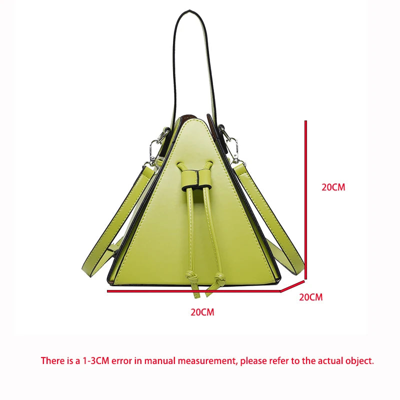 Triangle Shape PU Shoulder Bag – Luxury Designer Hard Shell Crossbody Handbag for Women