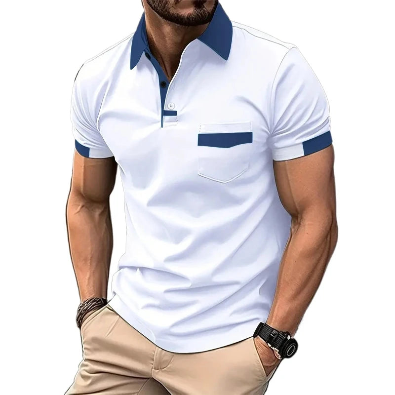 Men's Short Sleeve Polo Shirt with Pocket — Classic Casual Polo