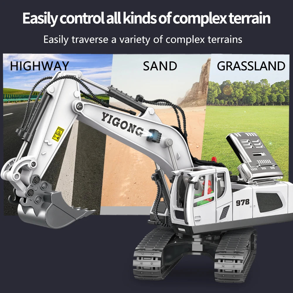 RC Excavator & Construction Toy Set – Remote Control Dump Truck & Bulldozer for Kids