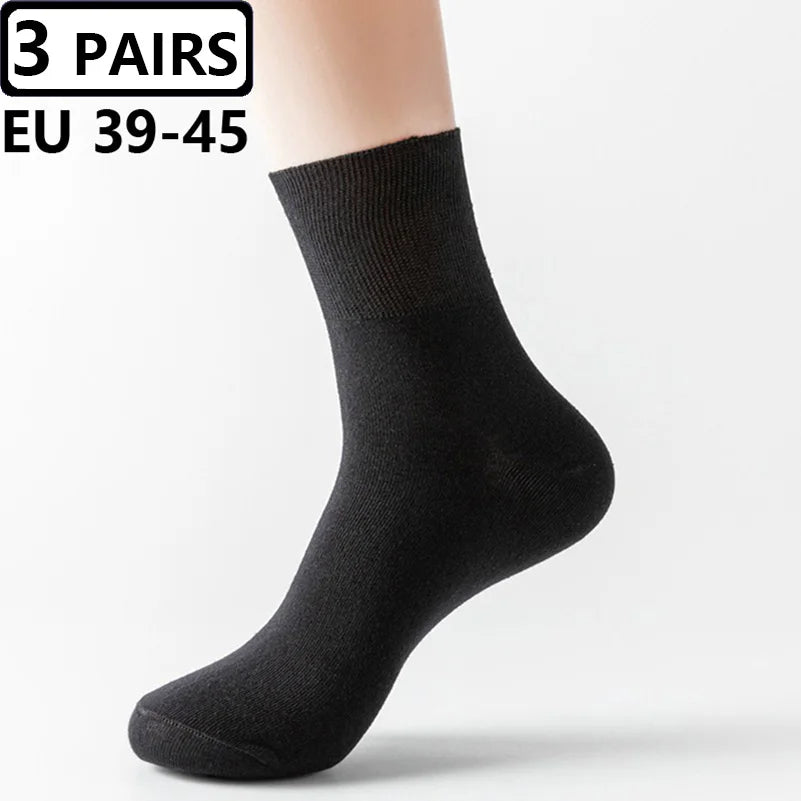 Plus Size Diabetic Varicose Vein Socks – 3 Pairs Cotton Loose Mouth EU 35-50 Men & Women