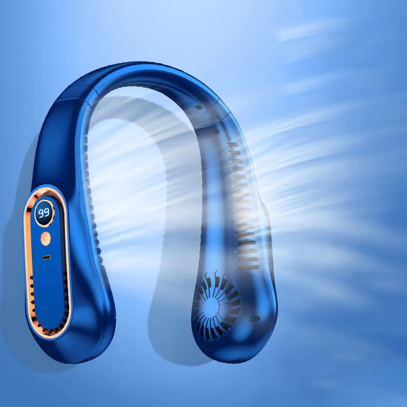 Lenovo 8000mAh Bladeless Neckband Fan — Digital Display USB Rechargeable Portable Neck Air Cooler
