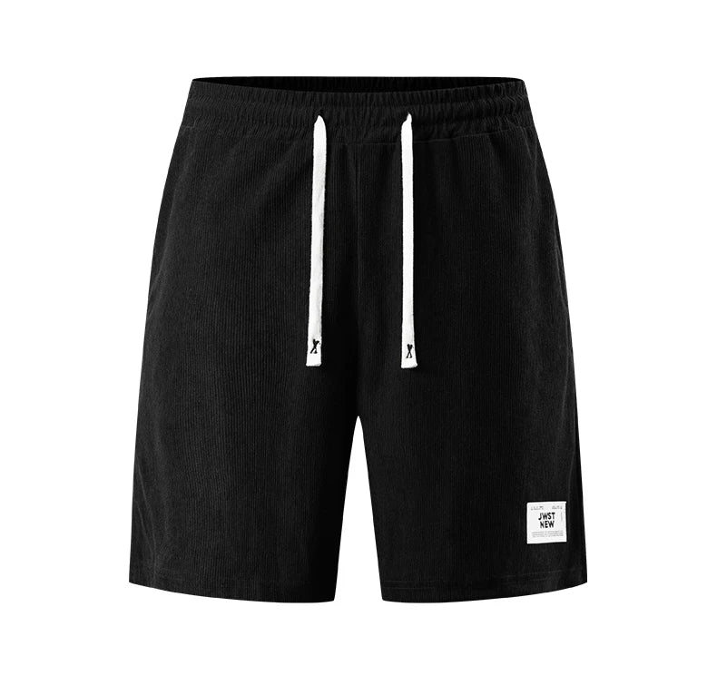Men's Corduroy Stretch Letter Print Shorts — Casual Textured Shorts