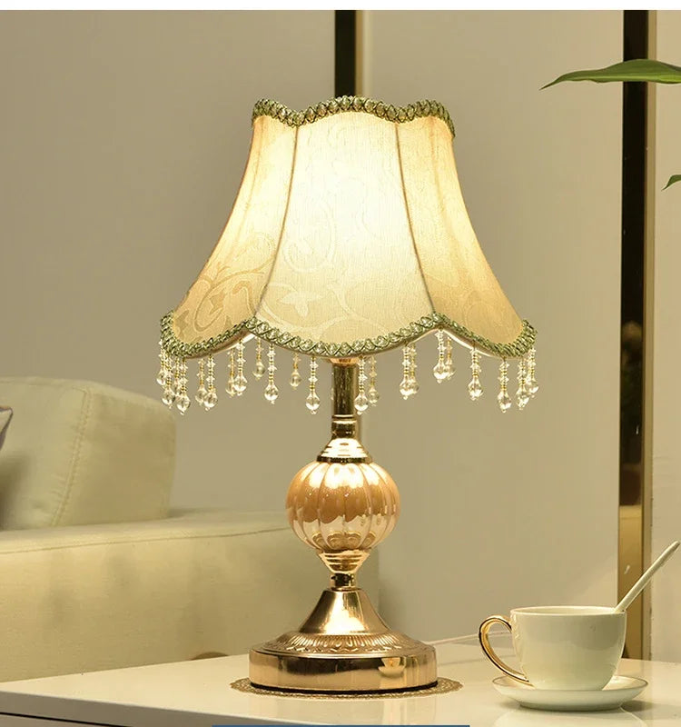 Bedside Lamp – Fabric Shade & Gold or White Base