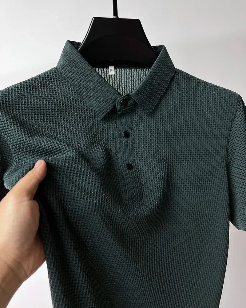 Men's Ice Silk Breathable Polo Shirt — Business Casual Short Sleeve Summer Top