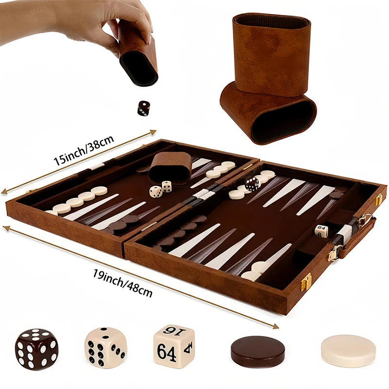 Folding Chess & Checkers Board Set – 15-Inch Portable Travel Game, PVC, Ages 14+