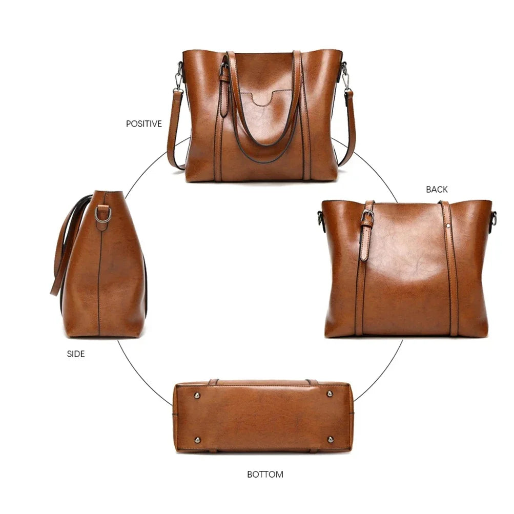 Vintage Oil Wax TPU Shoulder Bag – Hard Shell Tote Crossbody Satchel for Women
