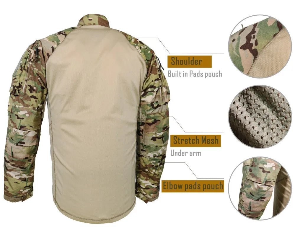 Men's Tactical Frog Suit Uniform Shirt & Cargo Pants 2-Piece Outdoor Set