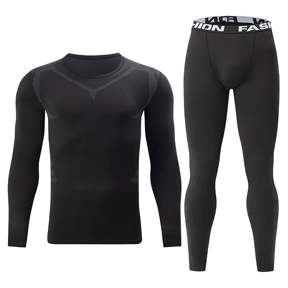 Men's Warm Long Sleeve Top & Pants Set – Tight Fitness Running Yoga Athlete Sport Suit