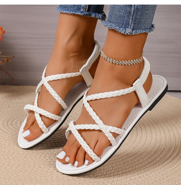 Women's Flat Strap Sandals – Casual Summer Beach Footwear