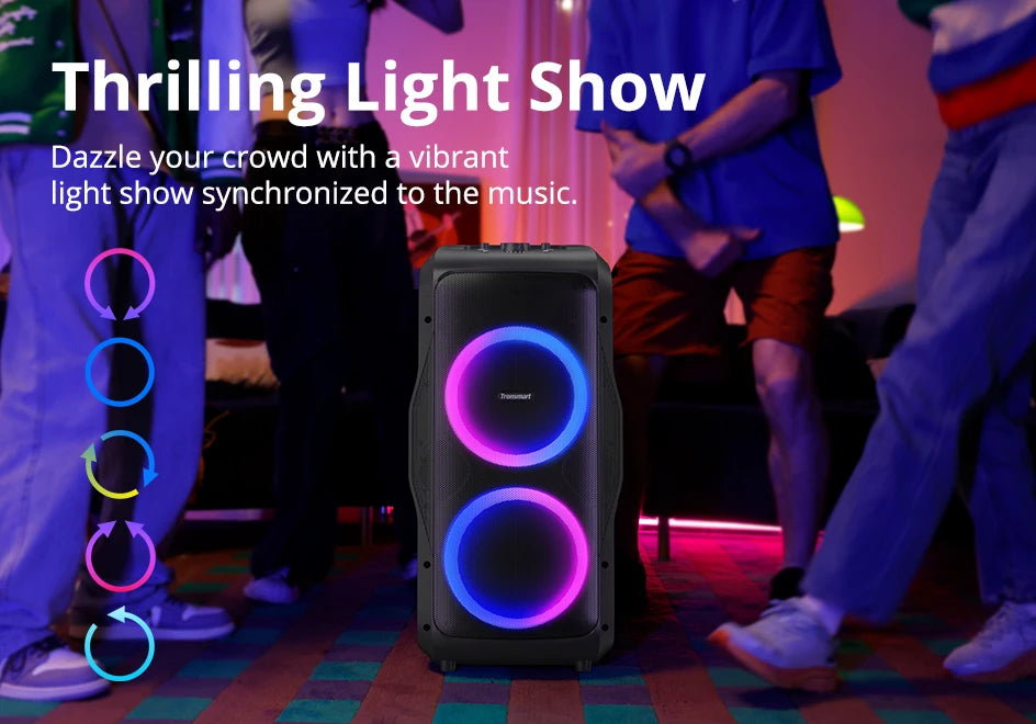 Tronsmart Halo 300 Party Speaker 240W — Bluetooth 5.3, 20H Battery, Mic/Guitar/XLR Input, Light Show