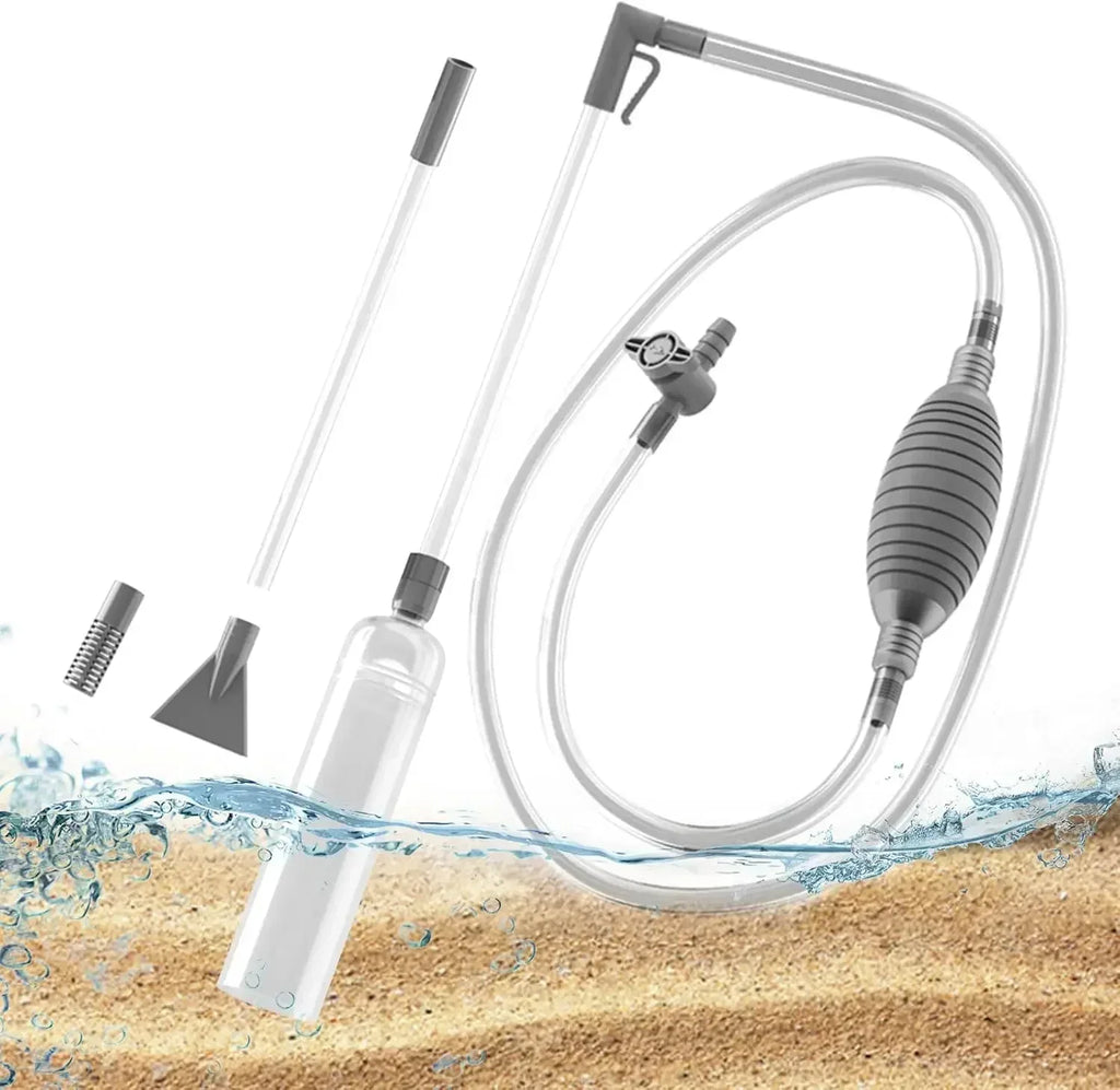 Fish Tank Siphon Vacuum – Gravel & Sand Water Exchanger Aquarium Cleaning Kit with Extension Tube