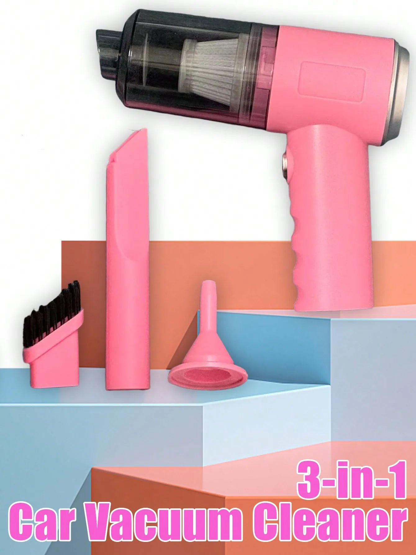 3-in-1 Suction & Blowing Vacuum Cleaner — USB Charging Portable Car & Home Vacuum with 3 Blow Nozzles