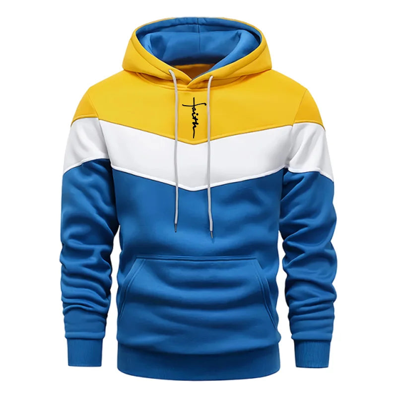 Men's Tricolor Hoodie & Sweatpants Tracksuit – Autumn Winter Casual Sport Set