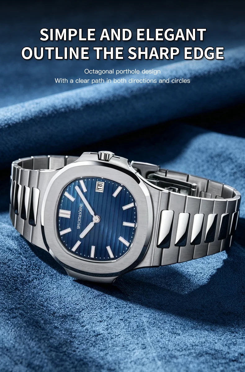 Specht & Söhne Men's 40MM Slim Quartz Watch | Sapphire Crystal 50M Waterproof Classic 5711