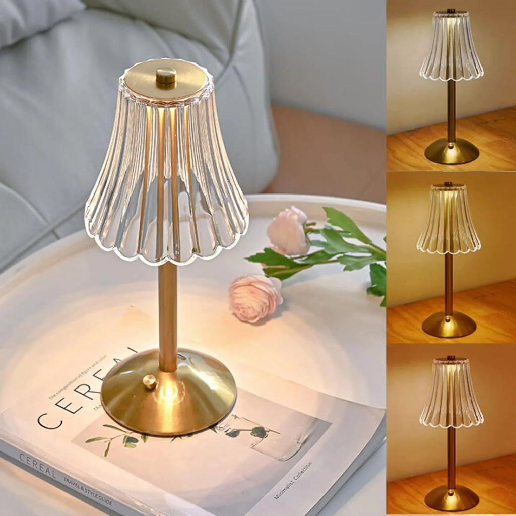 Crystal-Style Table Lamp – Rechargeable Touch Light