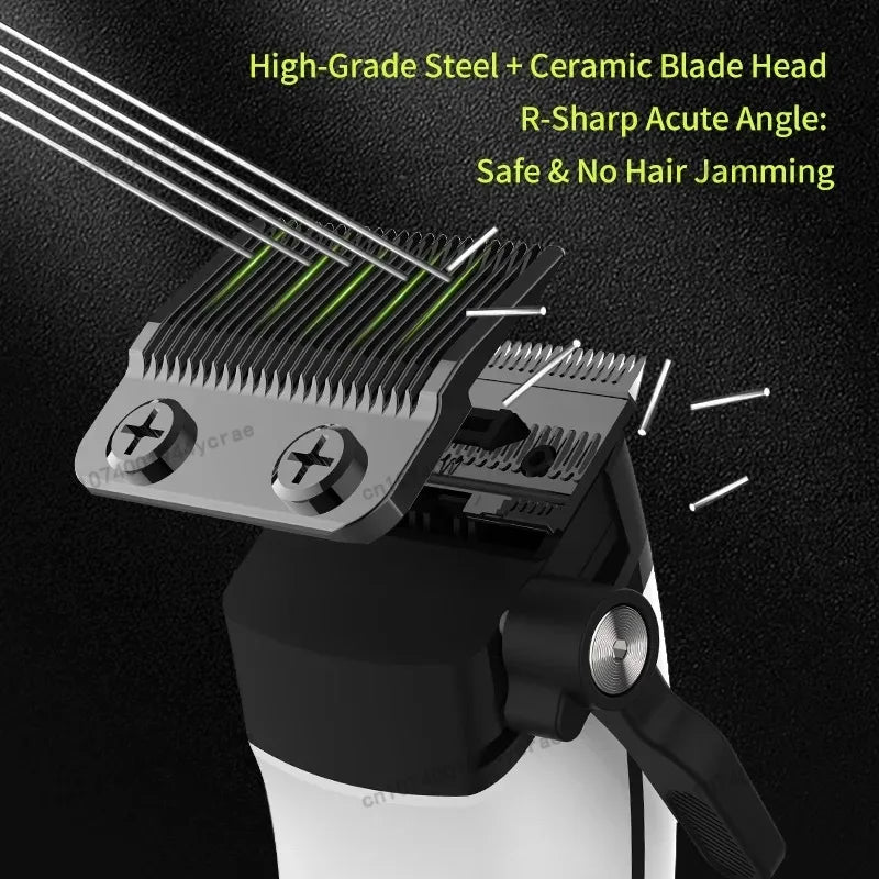 Kemei KM-1593 / KM-1595 Brushless Hair Clipper – DLC Blade, 8000 RPM, 200-Min Runtime, USB-C