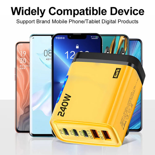5-in-1 GaN Desktop Charger 240W — Multi-Port Fast Charging Station for All Devices