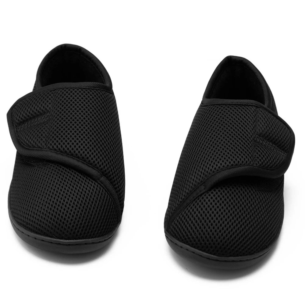 Unisex Wide Diabetic Sneakers – Plush Lining Lightweight Edema Shoes with Hook & Loop for Plantar Fasciitis