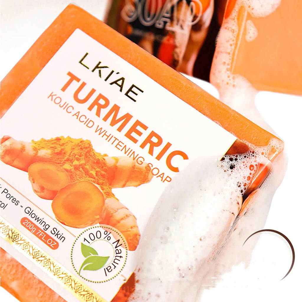 AILKE Organic Turmeric Whitening Soap Bar – Kojic Acid & Lemon for Acne, Melanin & Dark Spots, 200g
