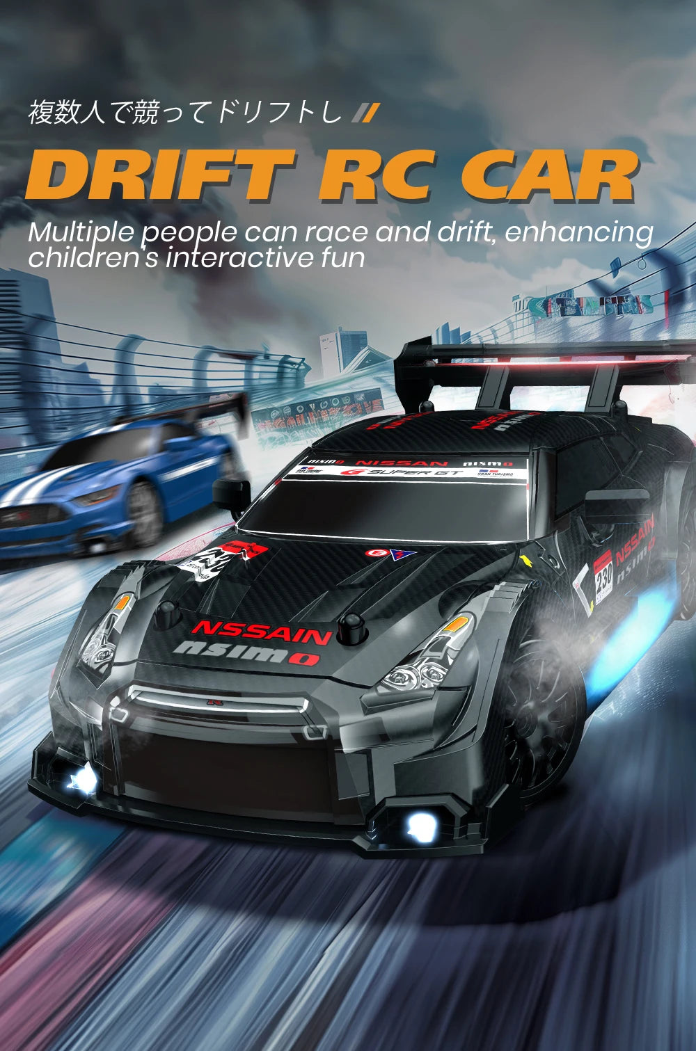 1:24 Scale 4WD RC Drift Car – 20KM/H High Speed LED Racing Vehicle
