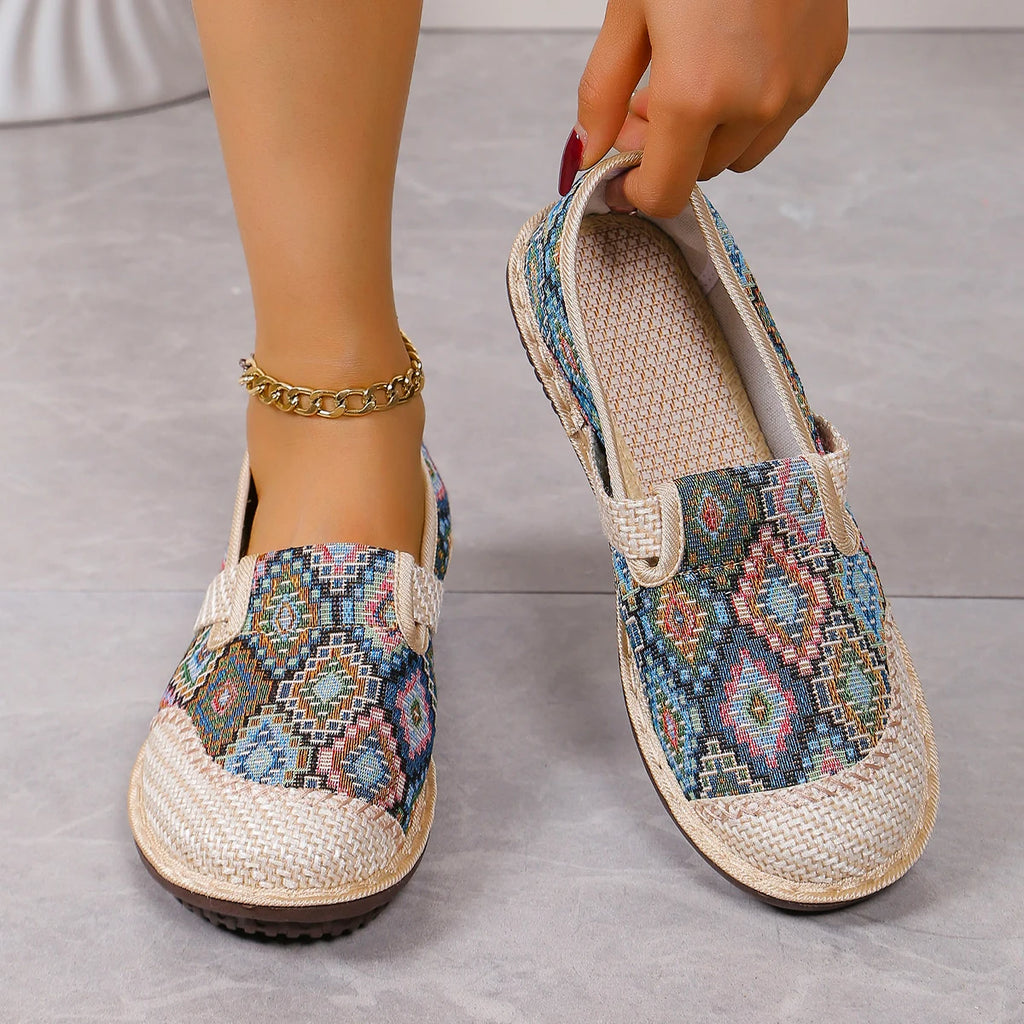 Women's Ethnic-Style Slip-On Flats – Soft Sole Anti-Slip Casual Shoes