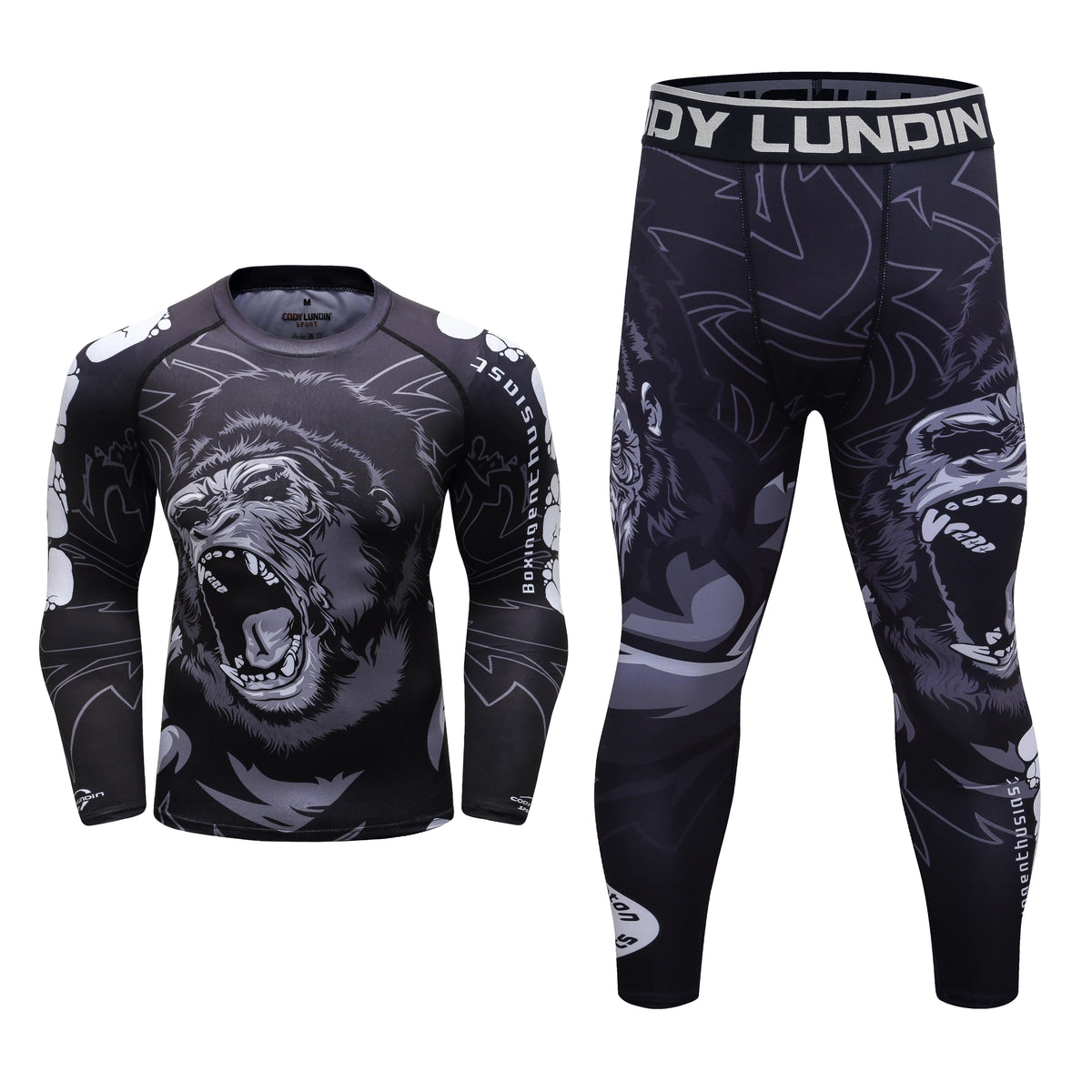 Men's MMA Rashguard BJJ 4-Piece Set – Gorilla Print Grappling Tracksuit