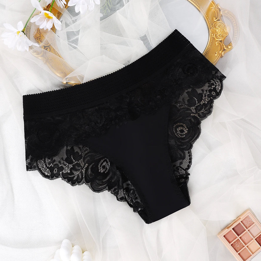Women's Low Waist Floral Lace Panties | Comfortable Soft Briefs Underwear