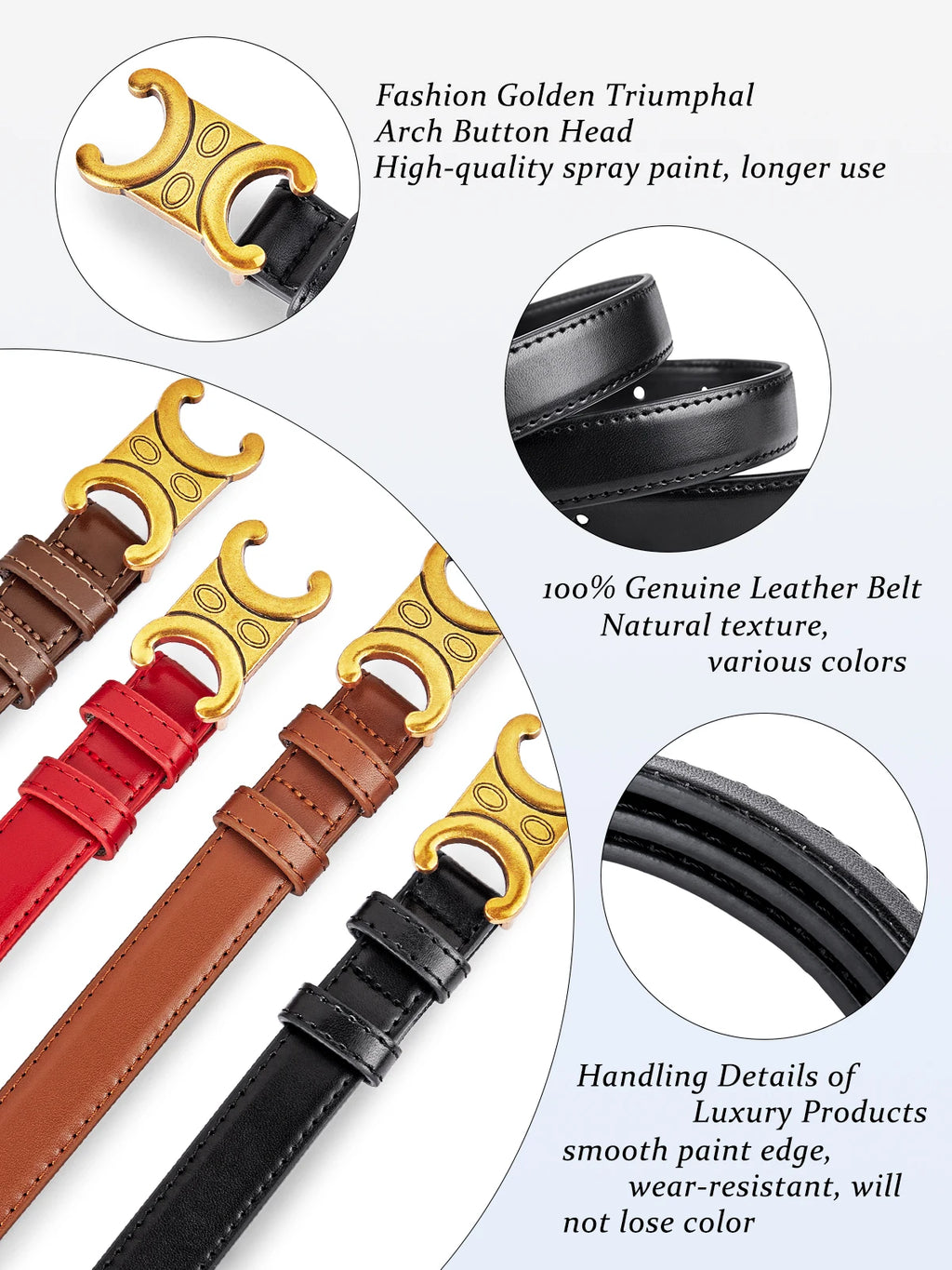 Double C Designer Fashion Belt — Versatile Waist Belt for Dresses & Jeans