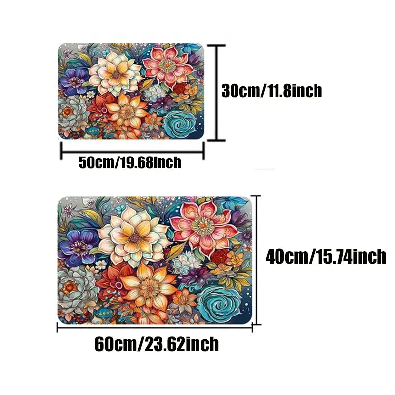 Medieval Unicorn Floral Doormat – Non-Slip Washable Rug for Home Decor
