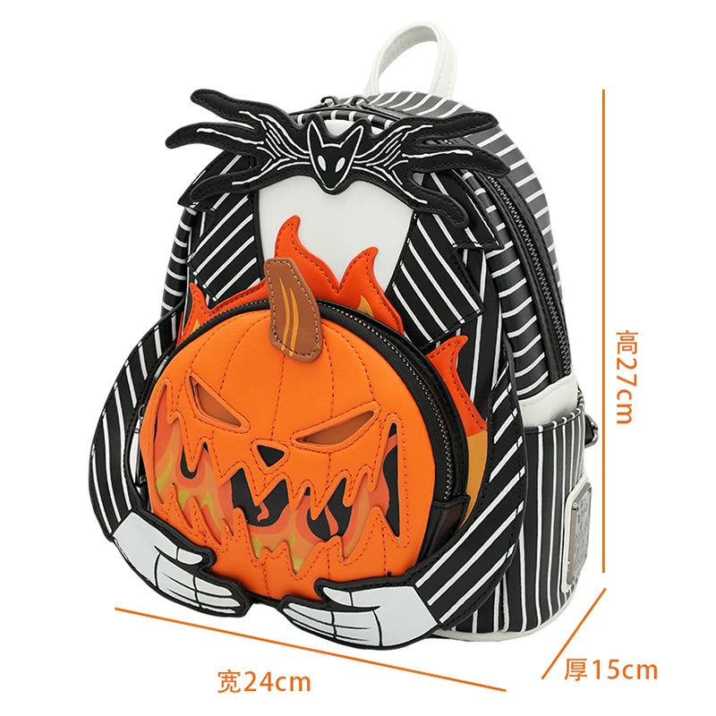 Nightmare Before Christmas Jack Pumpkin Glow Anime Backpack – Cartoon Character Bag for Women & Students