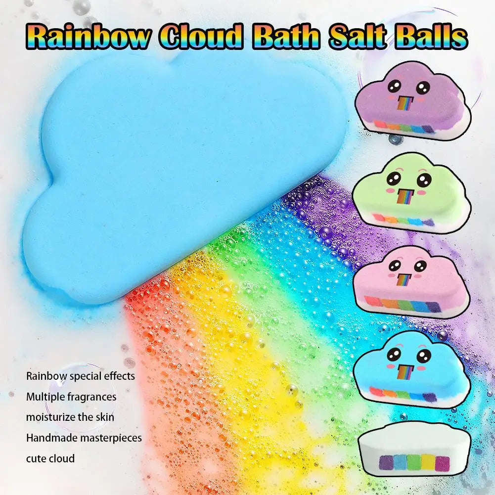 Rainbow Cloud Bath Bombs for Kids – Handmade Fizzy Spa Balls with Rainbow Colors & 4 Scents, Gift Set