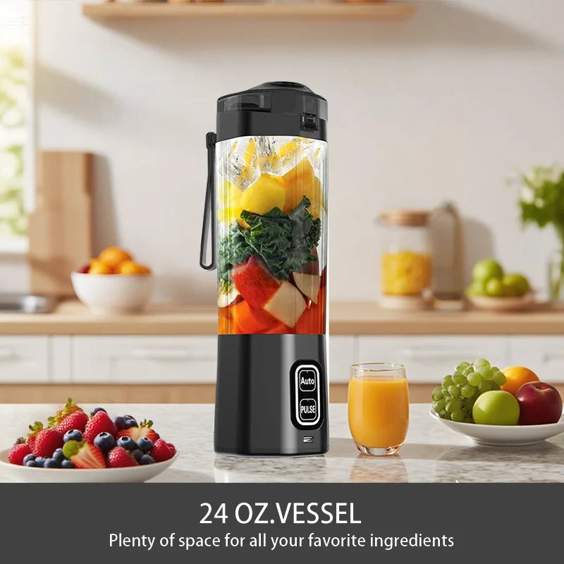 Portable USB Rechargeable Juice Blender – 700ml, 6-Blade Fruit Mixer for Shakes, Smoothies & Fresh Juice