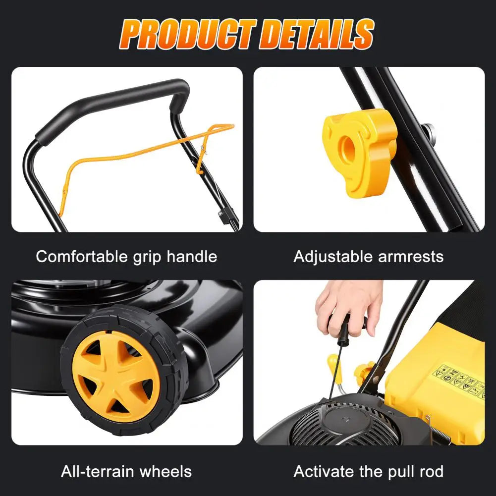 16-Inch Gas Lawn Mower | 4-Stroke Air-Cooled Engine, 3-in-1 Self-Propelled, 45L Grass Tank, 8-Position Height Adjustment