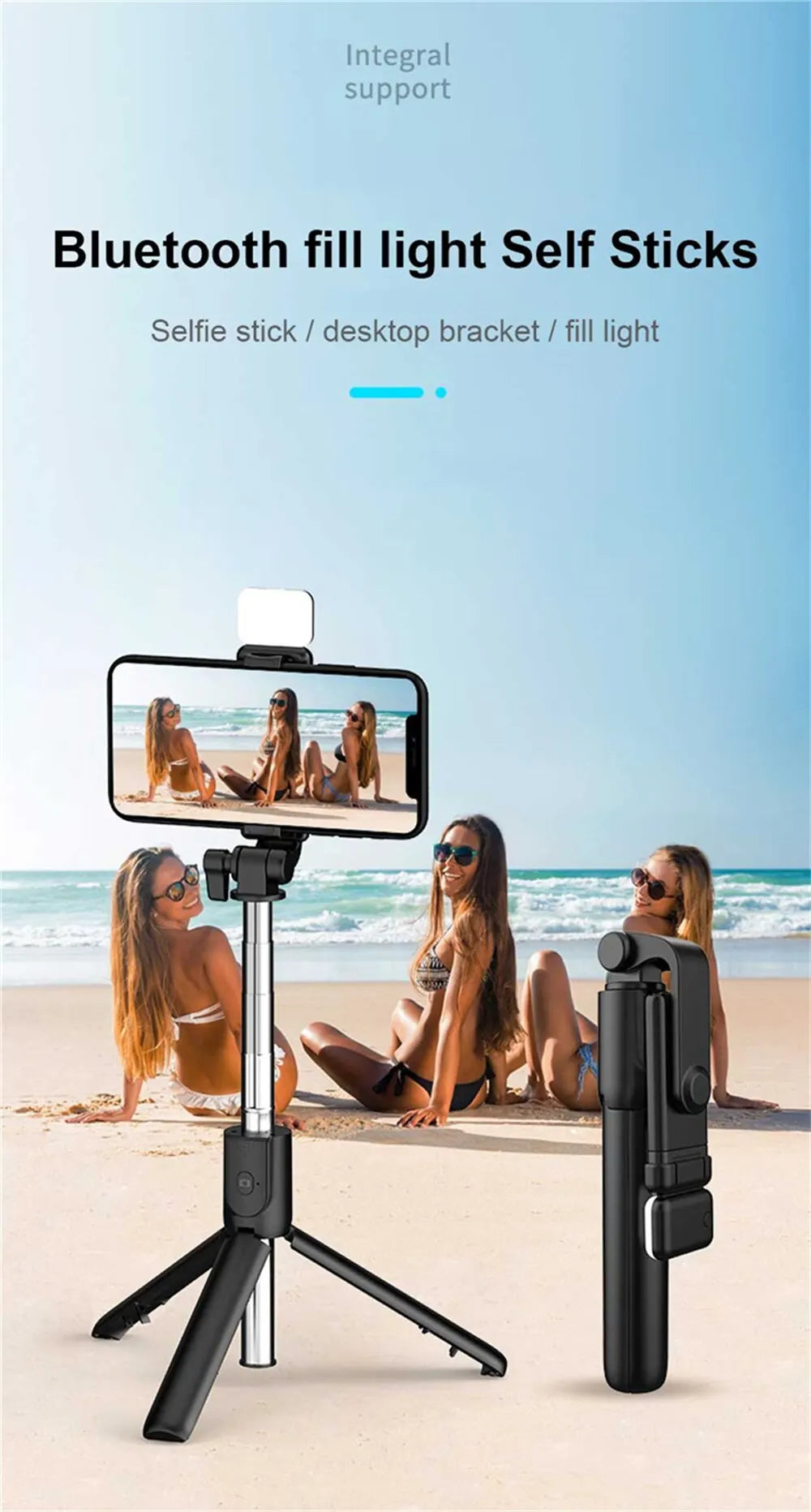 Portable Bluetooth Selfie Stick — Extendable Tripod with Wireless Remote