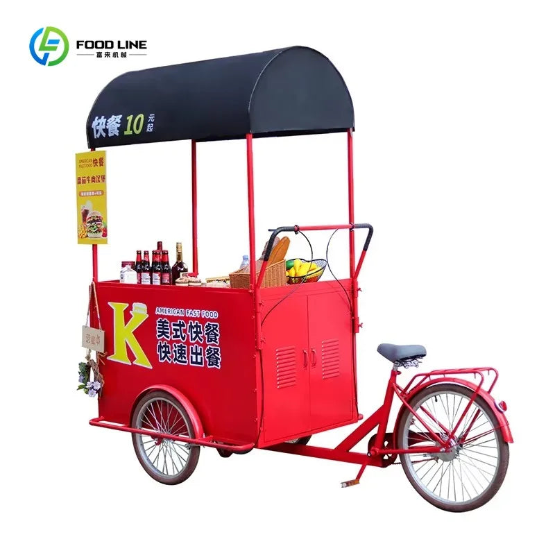 Custom Commercial Ice Cooler Cart Tricycle – Stainless Steel Freezer Bicycle for Snacks & Candy