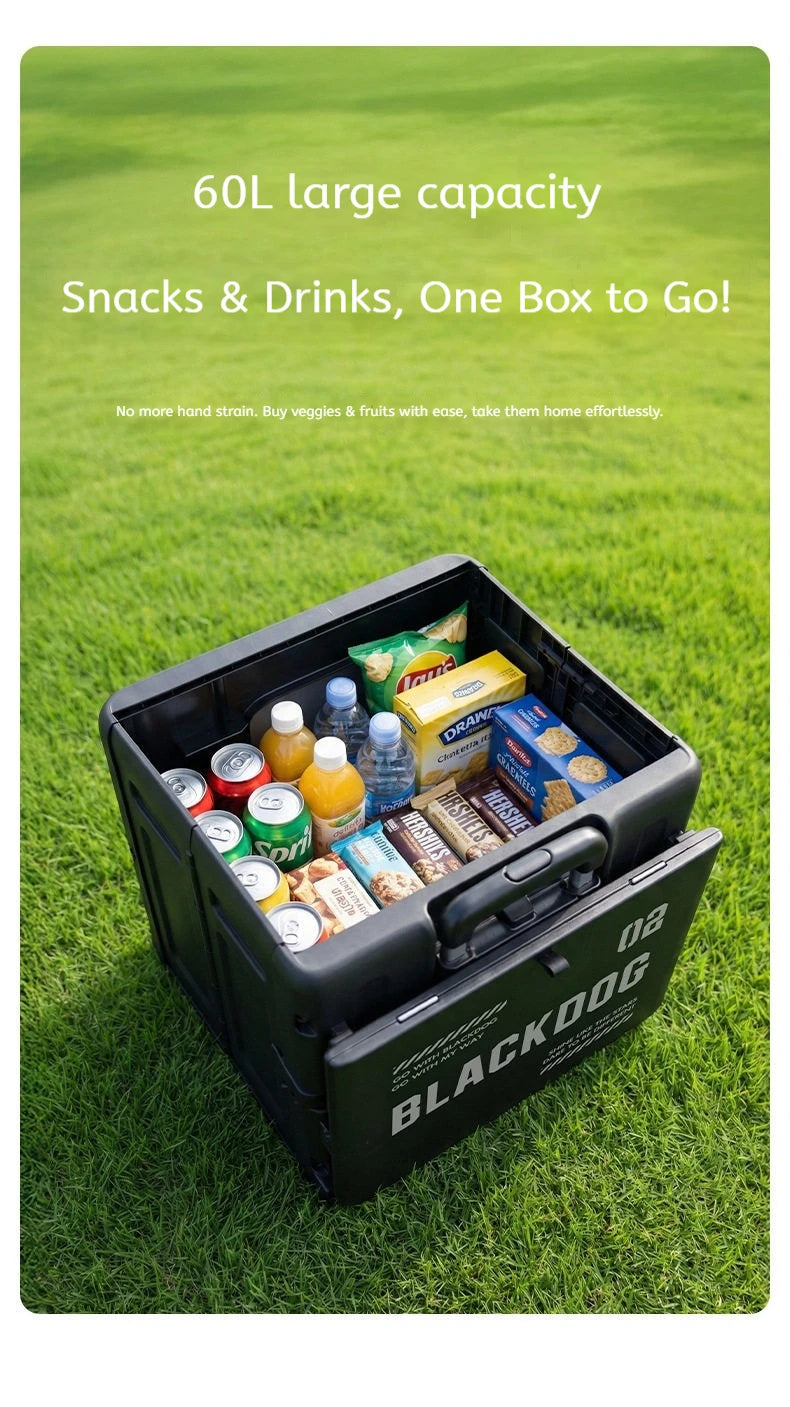 60L Foldable Storage Cart Wagon — 3-Speed Telescopic Handle & 360° Silent Wheels