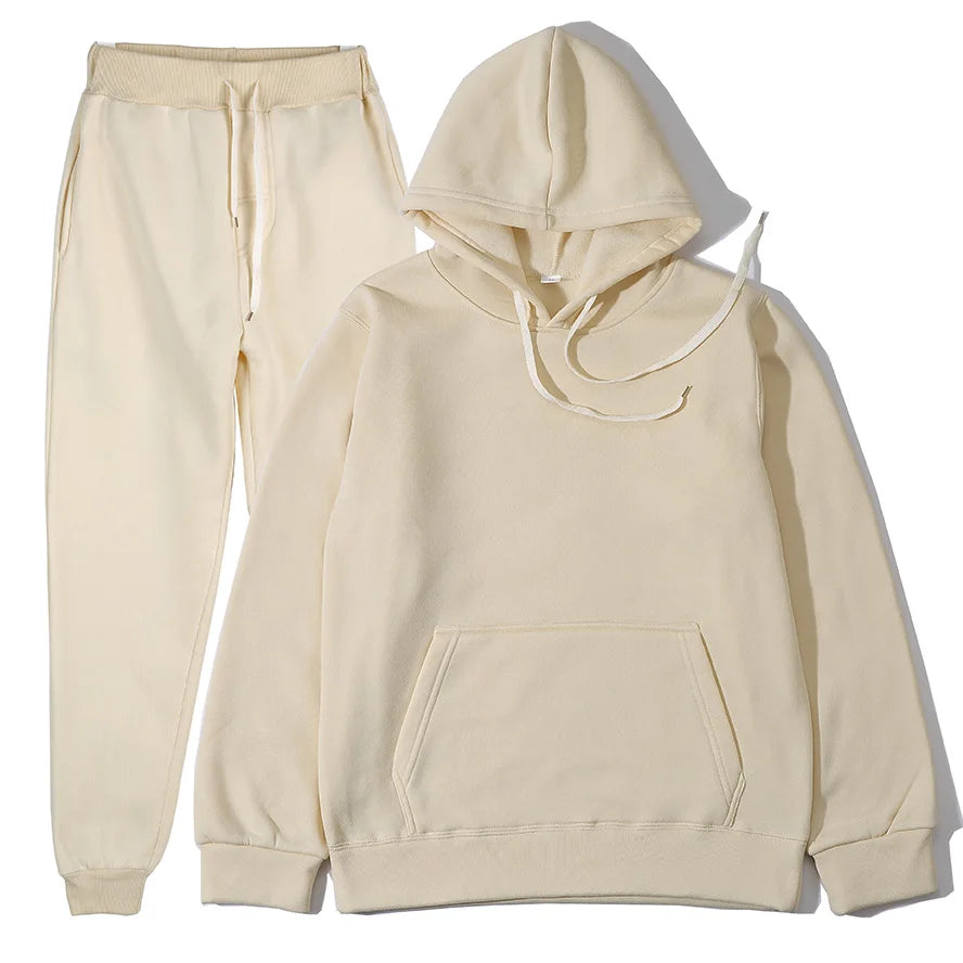 Men's Solid Color Hoodie & Pants Tracksuit Set – Fashionable Casual Sport (S–3XL)