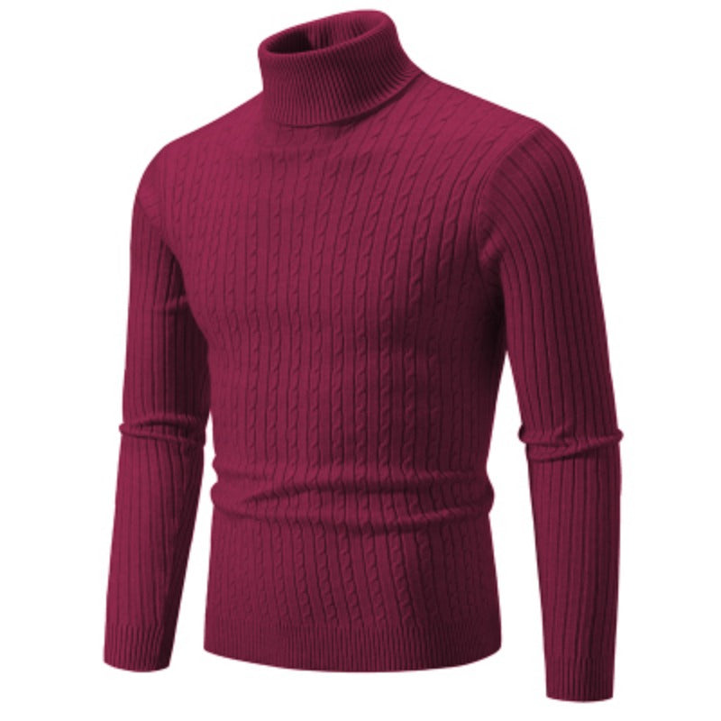 Men's High Neck Turtleneck Knit Sweater — Classic Winter Knitwear