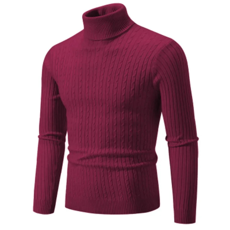 Men's High Neck Turtleneck Knit Sweater — Classic Winter Knitwear
