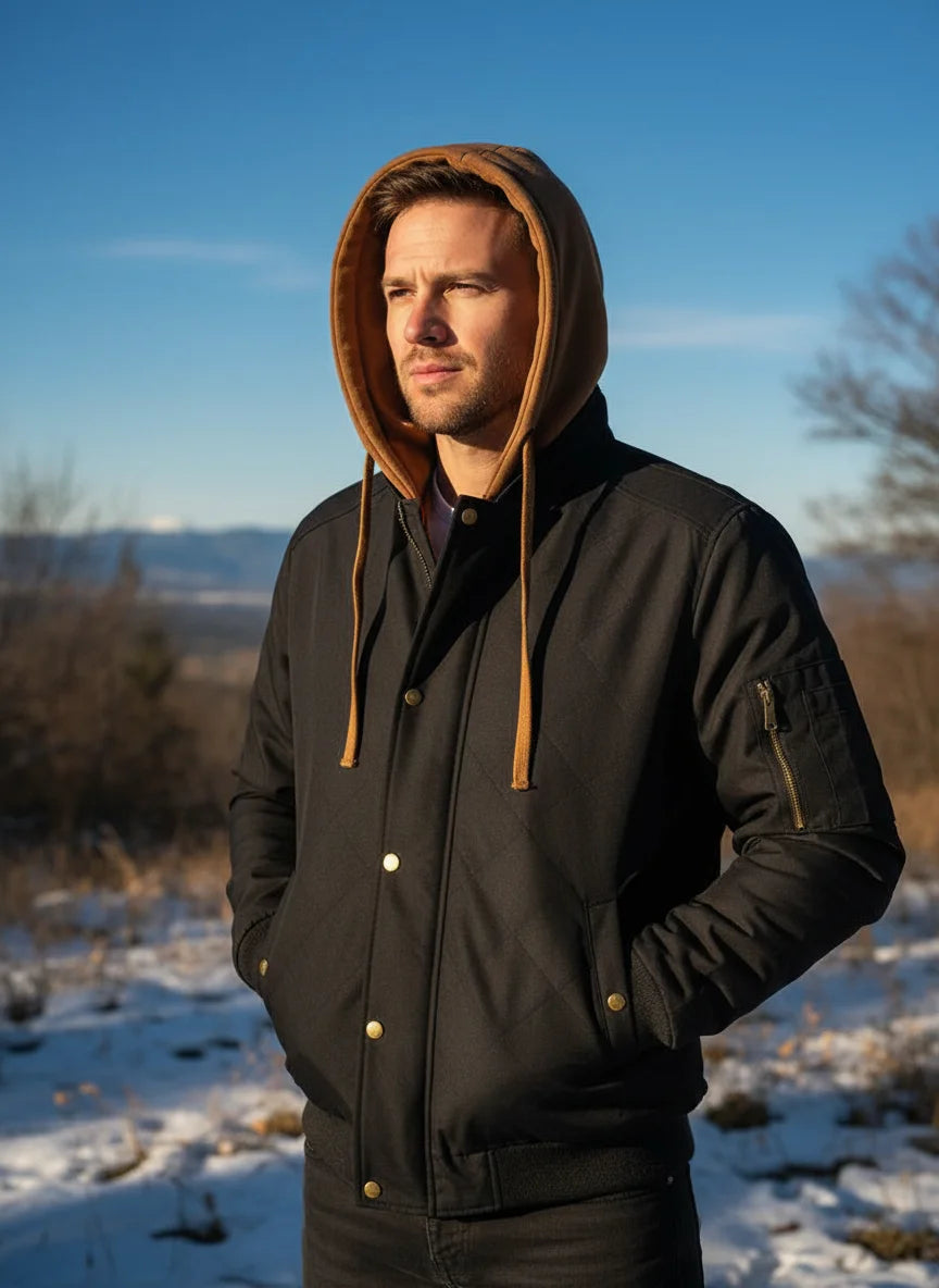 Men's Hooded Windbreaker Jacket – Zip-Front Casual Layer