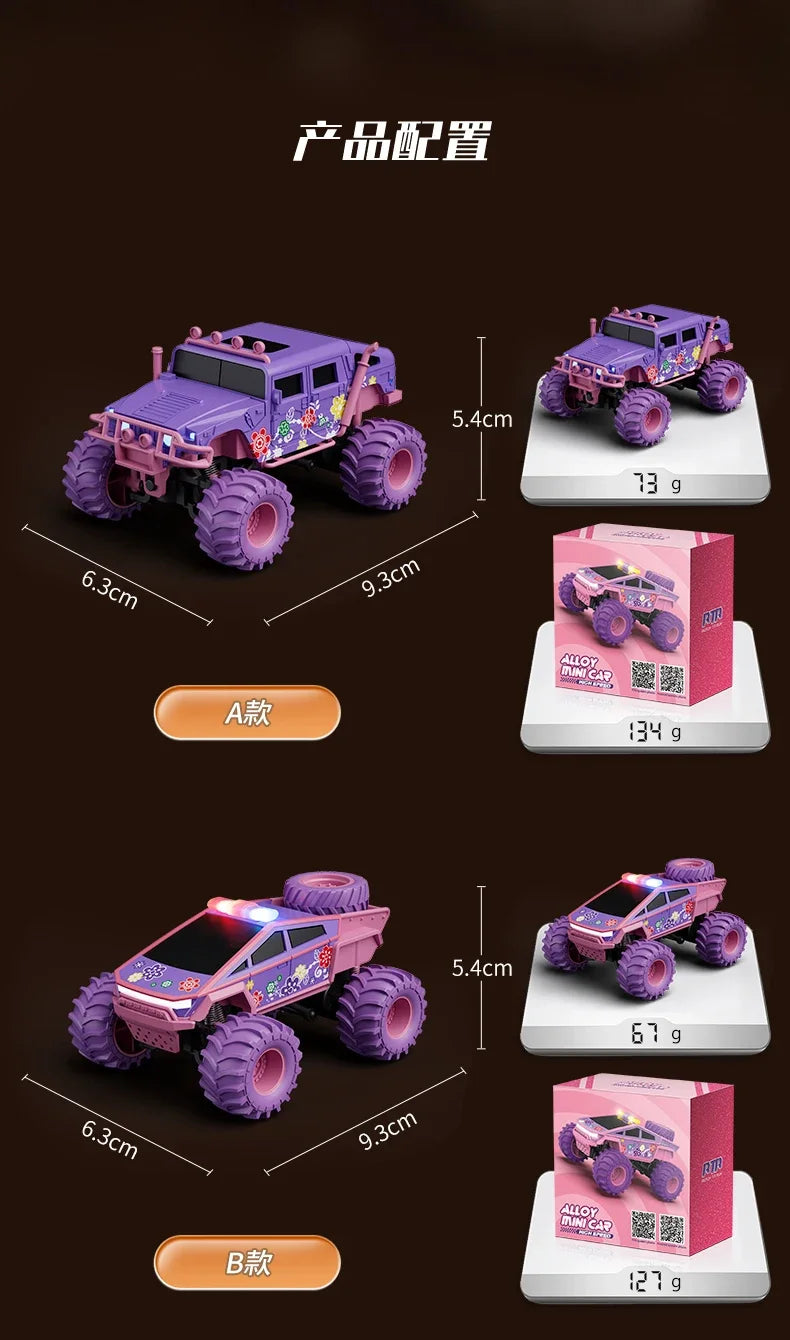 hot model 1:64 mini alloy remote control truck 2.4G four-wheel drive big foot off-road vehicle simulation model children toy car