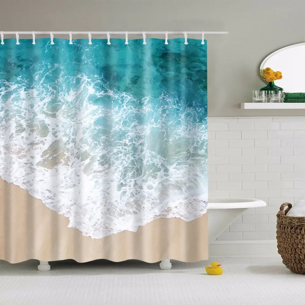 Seaside Beach Shells Bathroom Shower Curtain