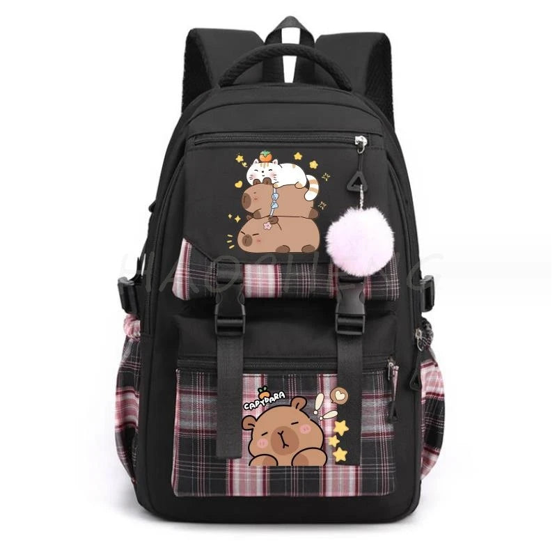 Capybara Print Women's Laptop Backpack – Large Capacity School Bag